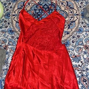 y2k victoria’s secret backless sexy scarlet ruby red slip dress